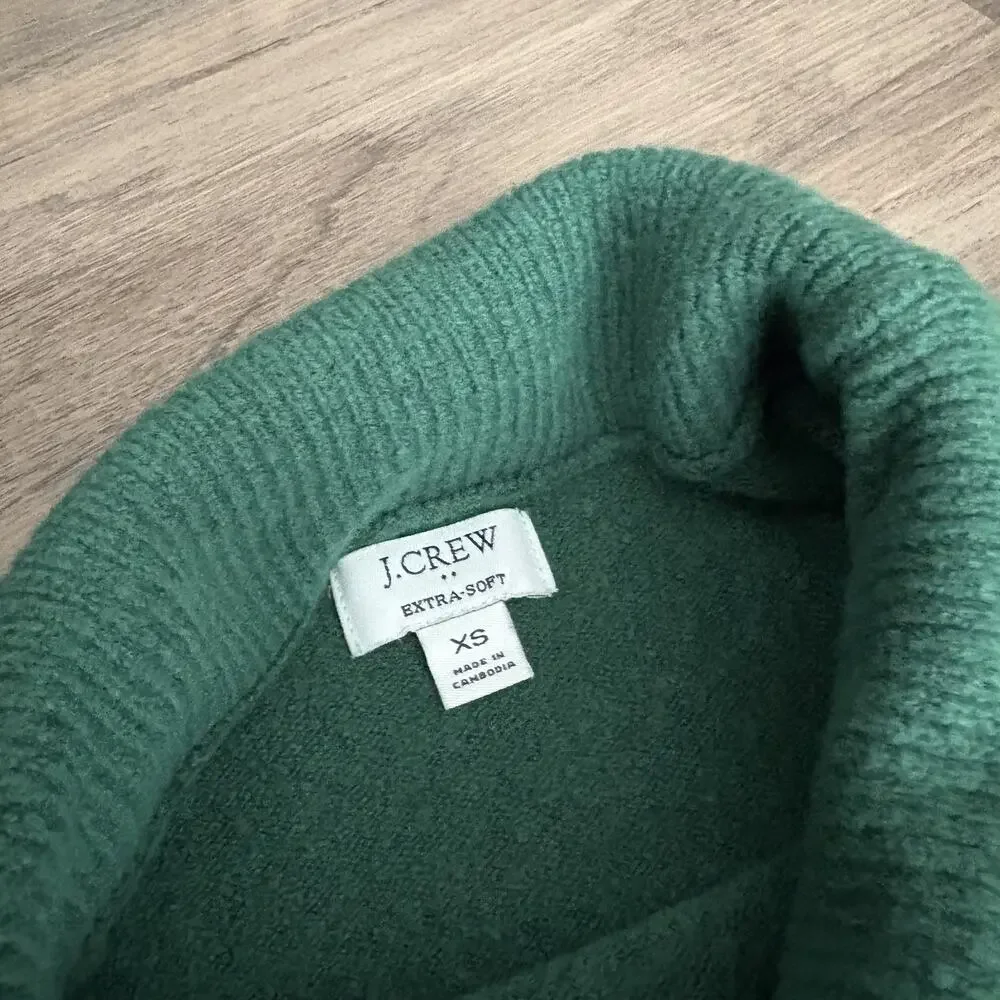 J. Crew Women's Extra Soft Turtleneck Knee Length Sweater Dress Size XS GREEN